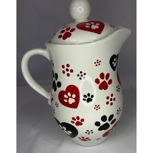 🐾Temptations by Tara Pawfetti Pitcher/coffee Pot - Dog/cat Paw Print- Heart